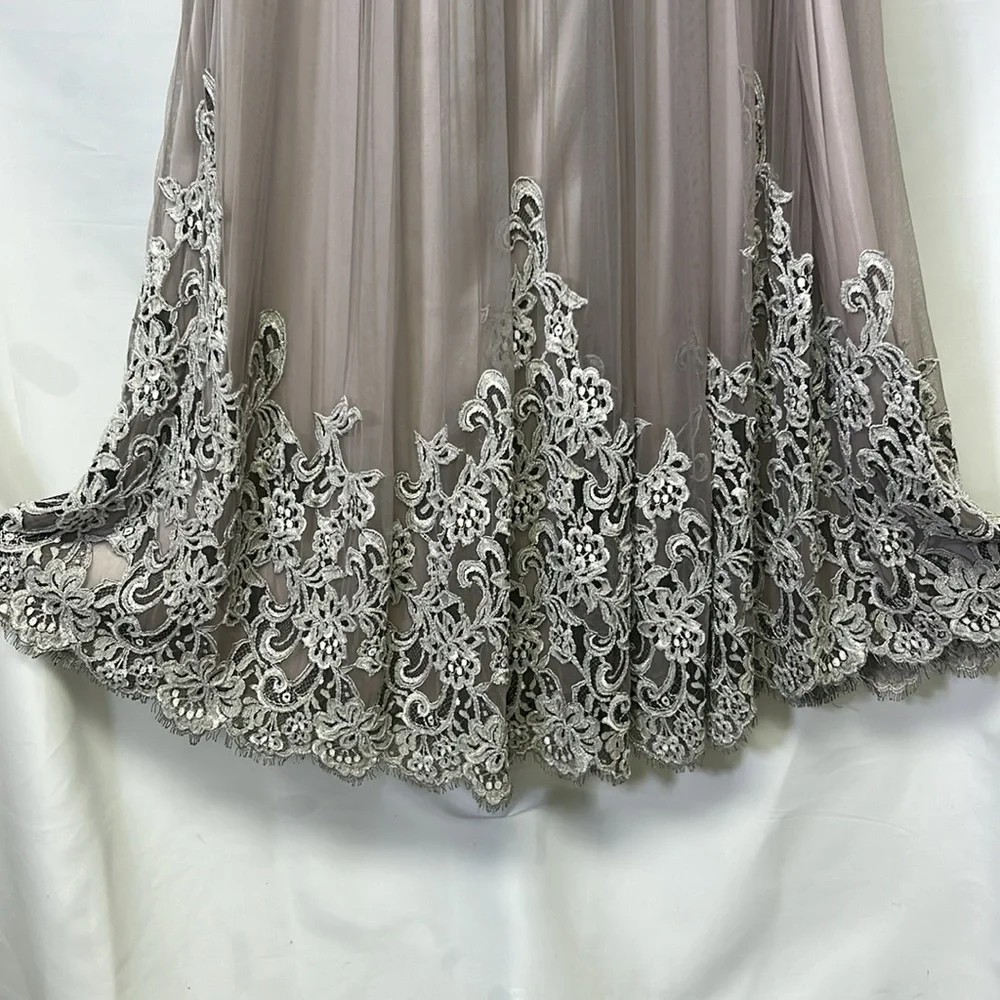 Carmen Mark Valvo beaded lace and mesh long skirt - Picture 5 of 13